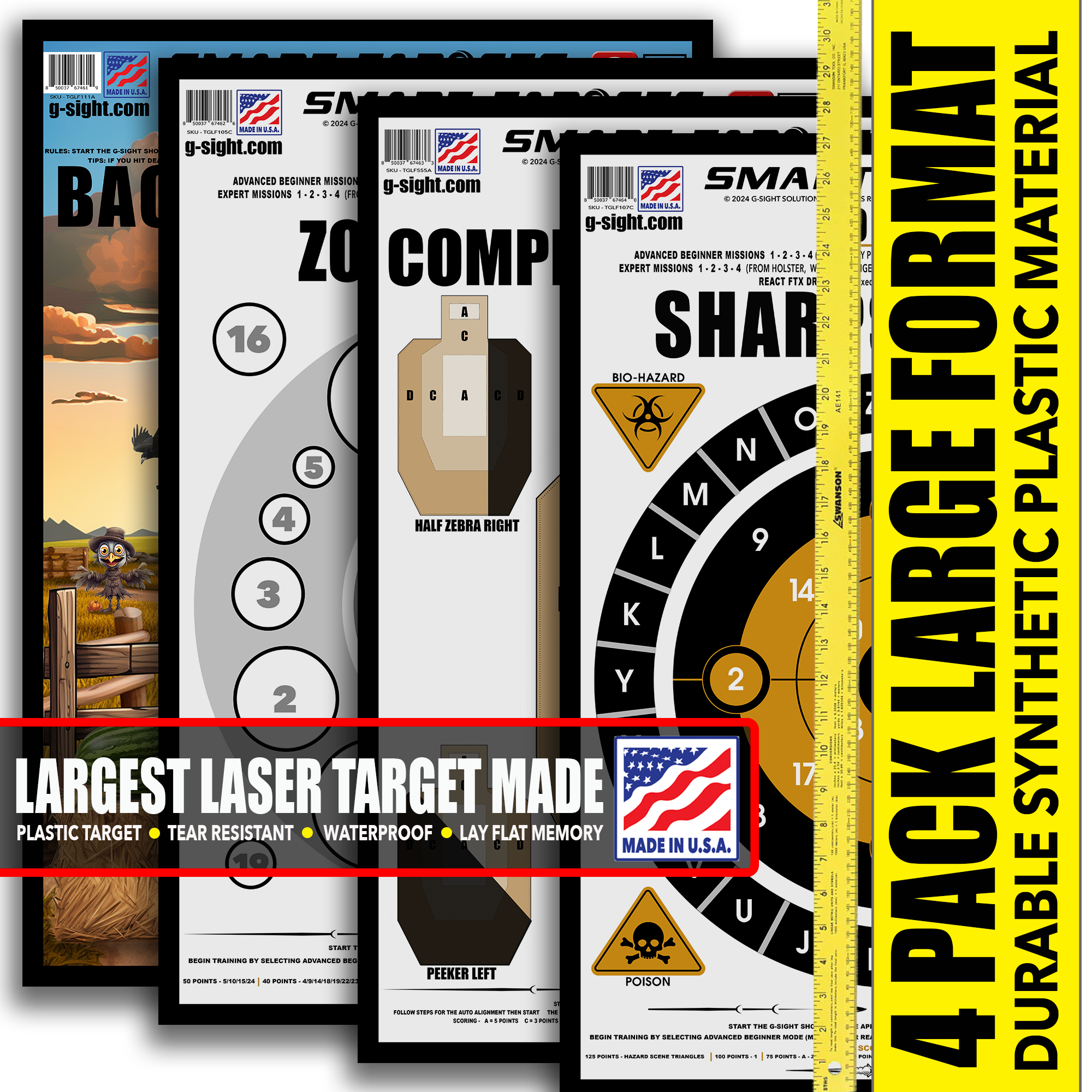 4 PACK LARGE FORMAT PLASTIC TARGET – G-Sight